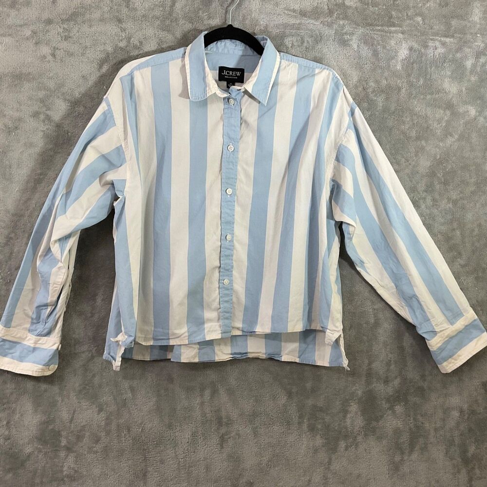 J.CREW WOMEN'S ÉTIENNE CROPPED BUTTON up SHIRT women’s size 12 STRIPED POPLIN